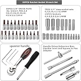 YUFANYA 53-Piece 1/4 Inch Socket Set 72-Tooth Quick Release Ratchet CRV S2 Bits view 4