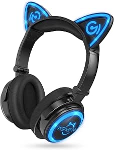 Amazon.com: MindKoo Auriculares inalámbricos Bluetooth, con oreja de gato,  luz LED, 7 colores, parpadeo y plegable seguro, con micrófono, para niños y  adultos : Electrónica