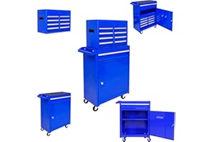 Fulvari Rolling Tool Chest, 5 Drawers Rolling Tool Chest with Wheels, Portable Rolling Tool Box on Wheels, High Capacity Tool Chest Organizer for Garage, Workshop, Home Crafts Use (Blue)
