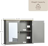Bath Vida Priano 2 Door Mirrored Wall Cabinet Grey Oak Bathroom Storage view 6