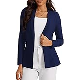 Casuashion Women's Casual Open Front Sweater Long Sleeve Rib Knit Draped Cardigan