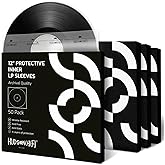 Hudson Hi-Fi Anti-Static Vinyl Record Inner Sleeves – 50 Pack – 3-Ply HDPE & Rice Paper, Acid-Free Disc Protection