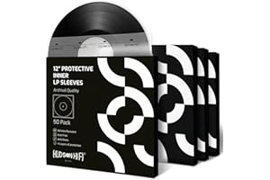 Hudson Hi-Fi Anti-Static Vinyl Record Inner Sleeves 50 Pack - Durable Clear Disc Sleeves- Protect Your LP Albums from Scratches, Dust & Dirt - Acid-Free Rice Paper Interior Disc Covers