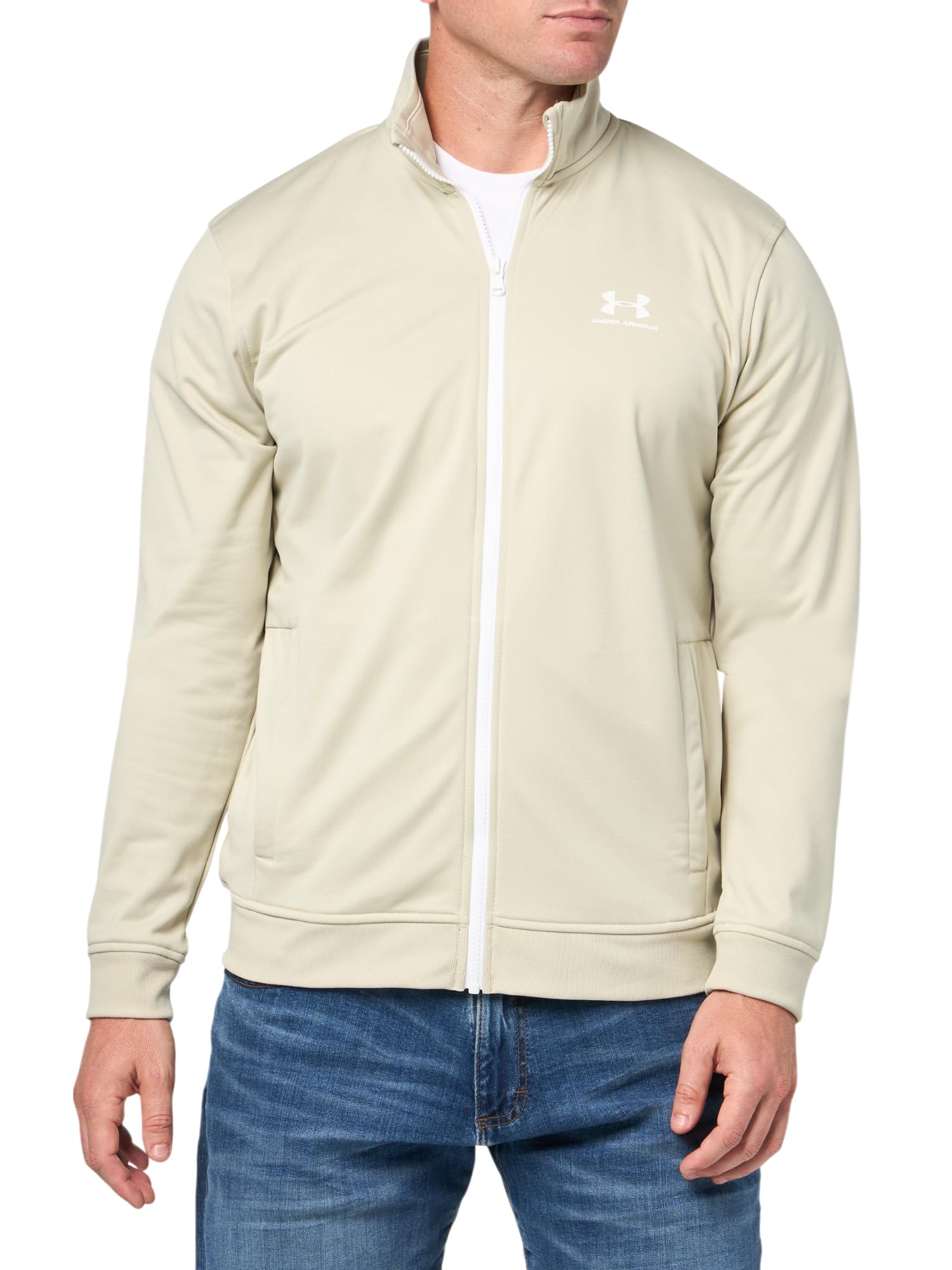 Under Armour Men's Sportstyle Tricot Jacket, (289) Khaki Base / / White, 4X-Large Tall Image