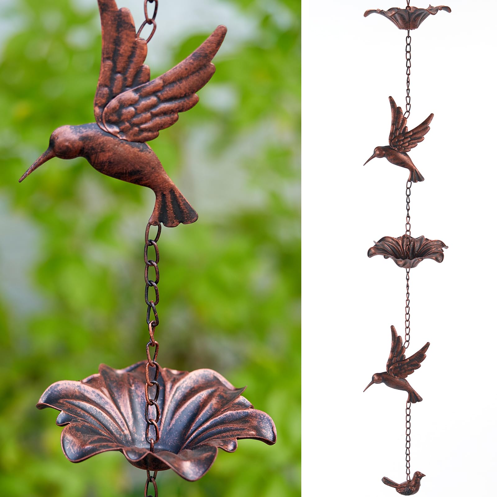 Photo 1 of HOUYANG 8.5FT Hummingbird Rain Chain,Rain Chains for Outside,Rainwater Catcher Chains, Outdoor Garden Yard Decor