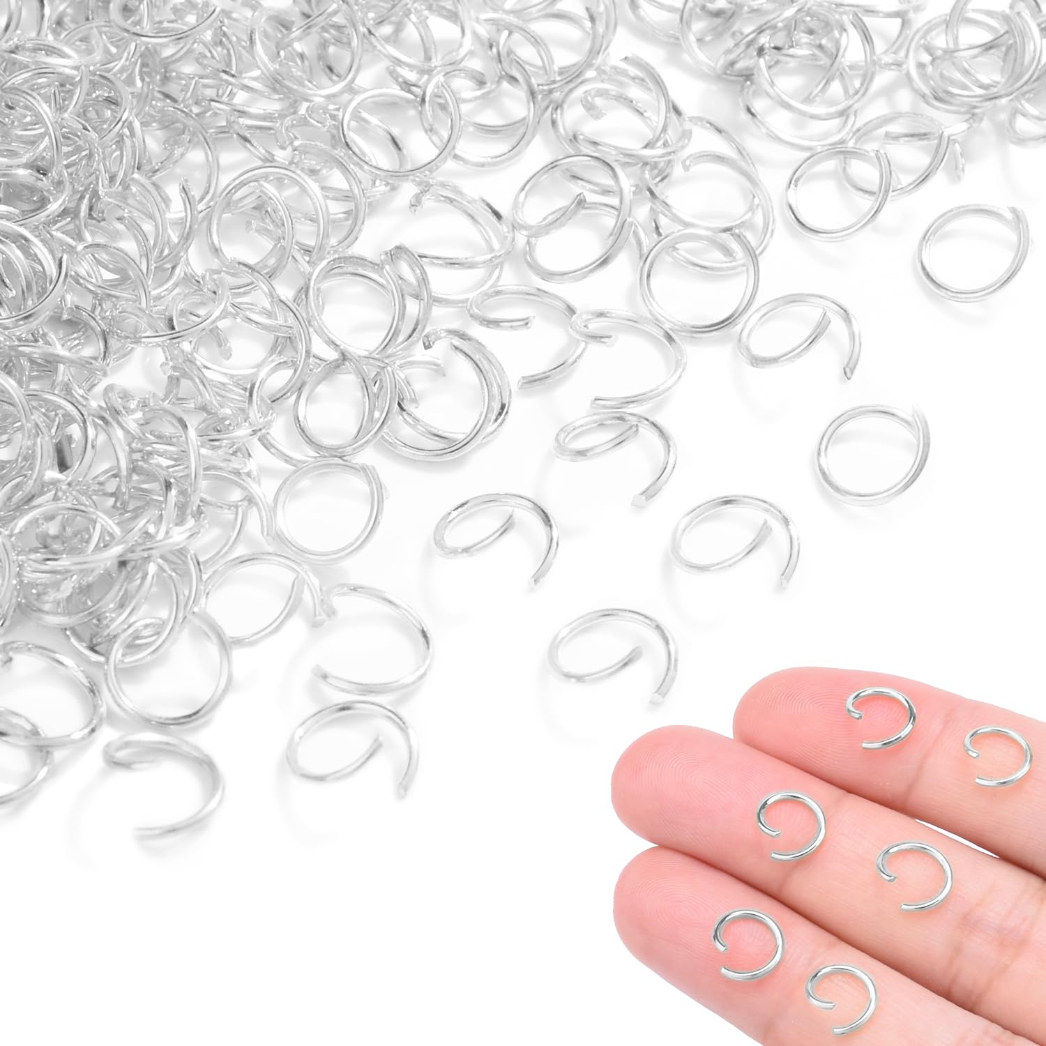 Photo 1 of 400pcs 5/16" Silver Small Jump Rings for Jewelry Making Replacement, Open Jump Ring Metal Jewelry Findings for Bracelets Necklaces Earrings Keychains Connectors Loops Repair Hardware