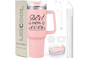 LiqCool Mothers Day Gifts - 40 Oz Best Mom Ever Tumbler, Gifts for Mom from Daughter Son, Unique Mother's Day Gift Ideas for Wife Mom, Popular Gift Cup for Women(Pink)