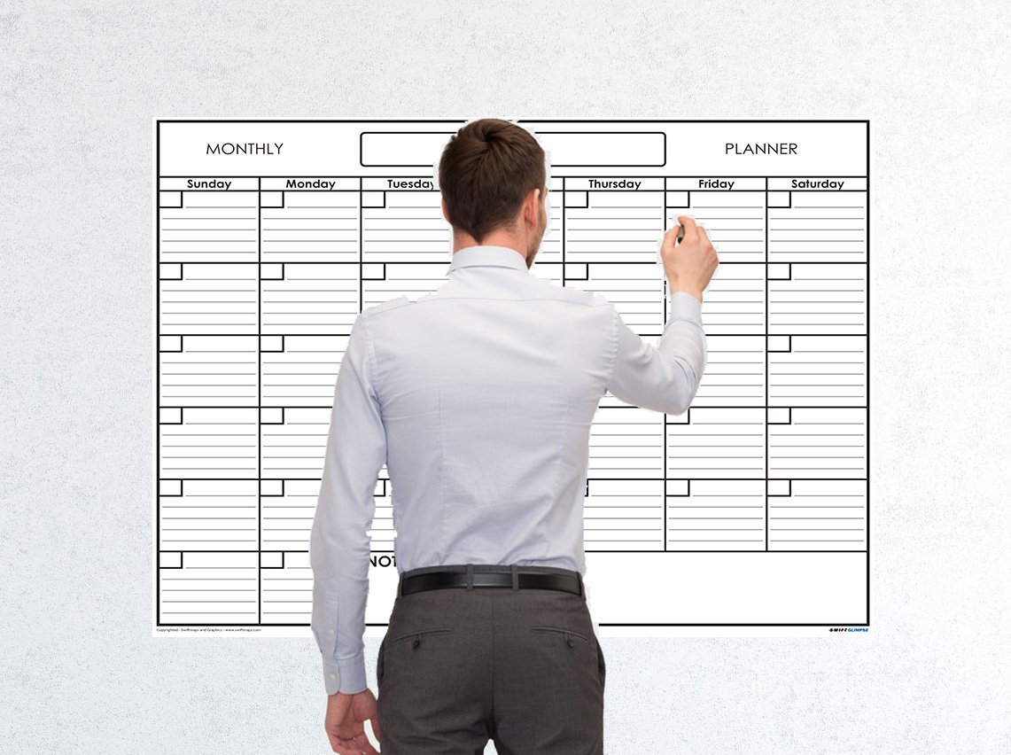 SwiftGlimpse Large A0 Blank Reusable One Month Wall Calendar Wet Erase Laminated Monthly Wall Planner (122cm x 91cm)