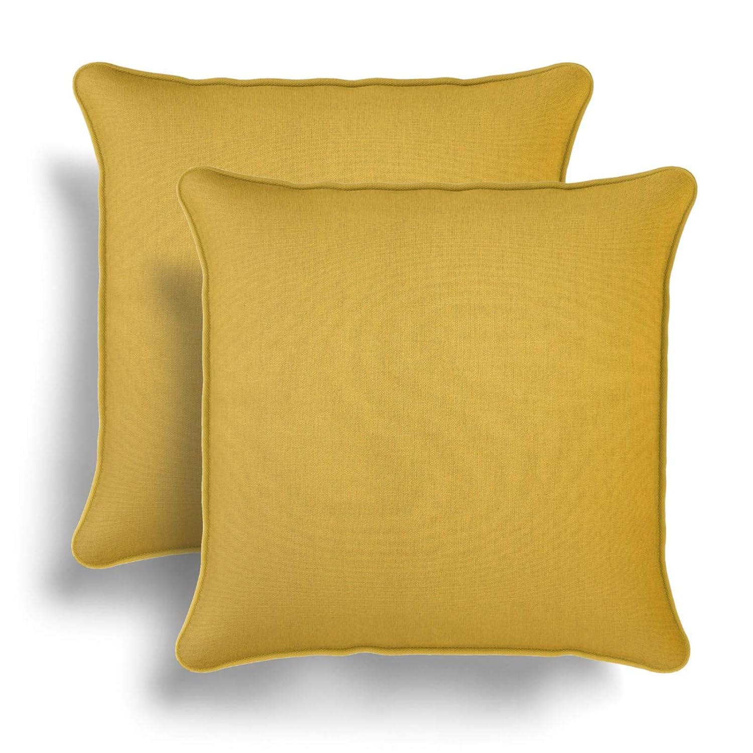 Set of 2 Ochre Cotton Cushion Covers, Pair of Yellow Kilbride Modern