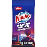 Windex Gaming Cleaning Wipes, Pre-Moistened Wipes to Instantly Clean all Gaming Gear and Electronics, Resealable Packaging for a Freshness Lock, 25 count (Pack of 1)