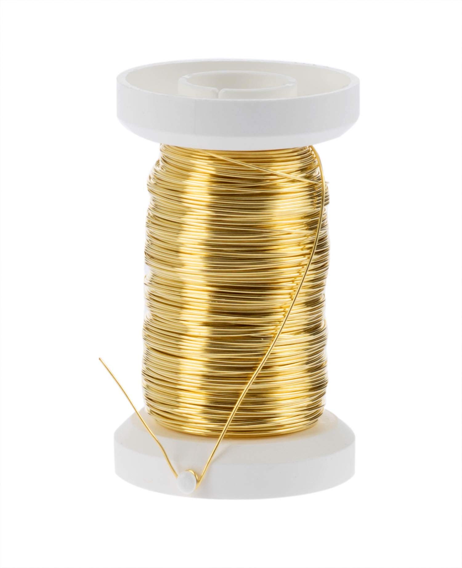 GLOREX 6 2220 088 - Brass Wire 0.3 mm x 40 m on a Plastic Spool, Slightly Bendable, Ideal for Bouquets, Arrangements and Other Floristry Crafts