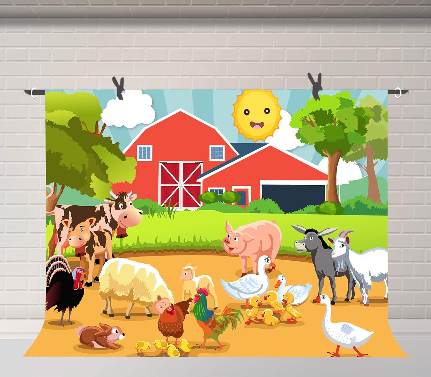 Amazon Com Barn Background 7x5ft Cartoon Farm Animals Party