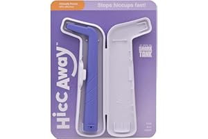 HiccAway Hiccup Straw - Stops Hiccups Naturally & Fast - As Seen On Shark Tank - Clinically Proven Relief for All Ages, Children & Adults - Safe & Reusable (HiccAway + Case, Purple) 1 Pack