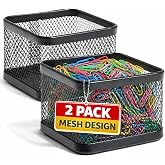 1InTheOffice Mesh Paperclip Holder for Desk (2 Pack)