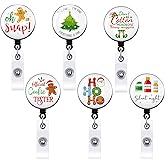 Spiareal 6 Pcs Funny Christmas Badge Reel Retractable for Nurse Holiday Nurse Badge Holder with Alligator Clip ID Name Card Christmas Gingerbread Man Retractable Clip for Teacher Doctor