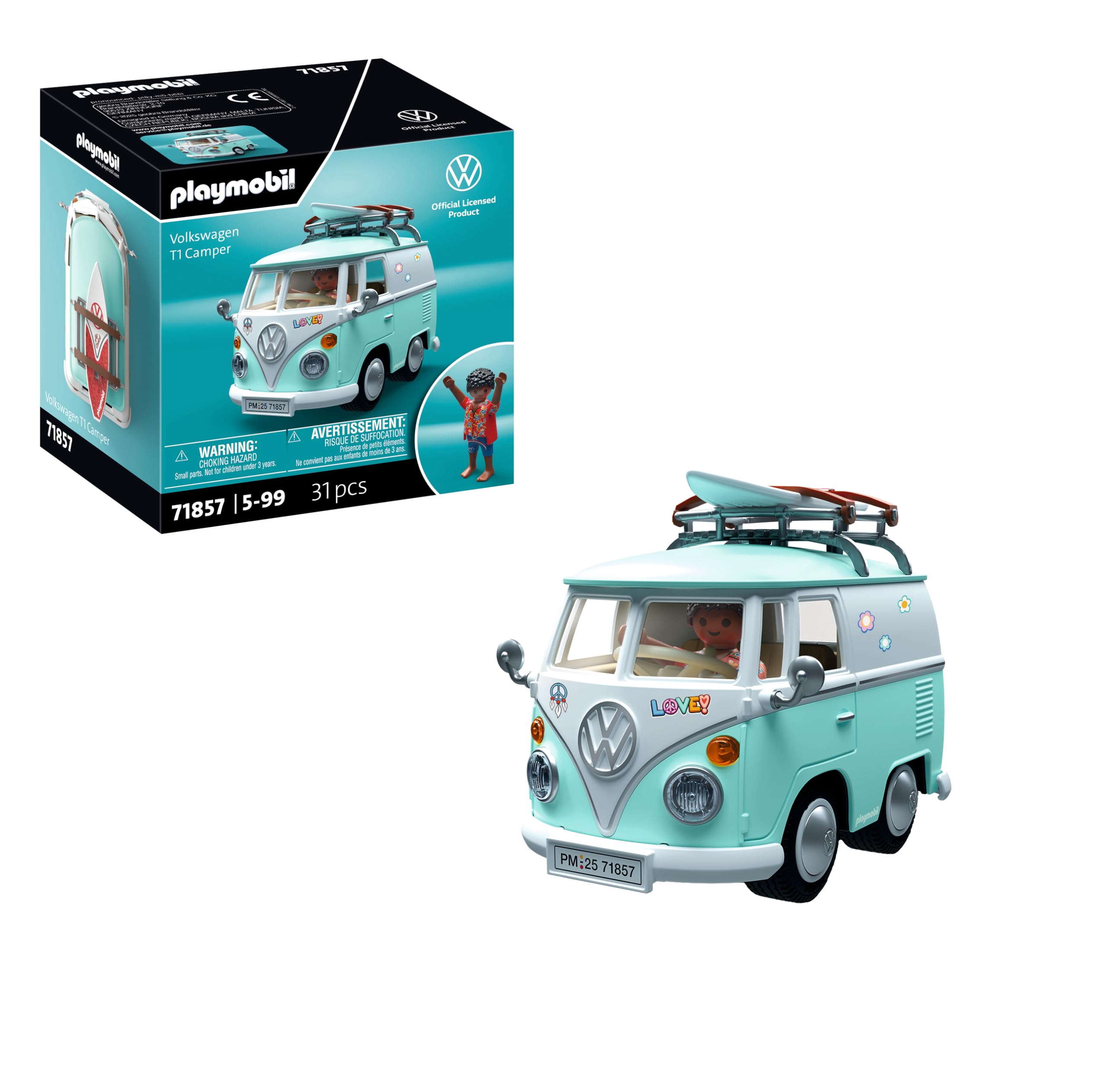 PLAYMOBIL | Collector Cars | Volkswagen T1 Camper | Modellauto für Erwachsene & Kinder | Mit Stickern zum Personalisieren Auto-Fans | Detailgetreues Design | 71857