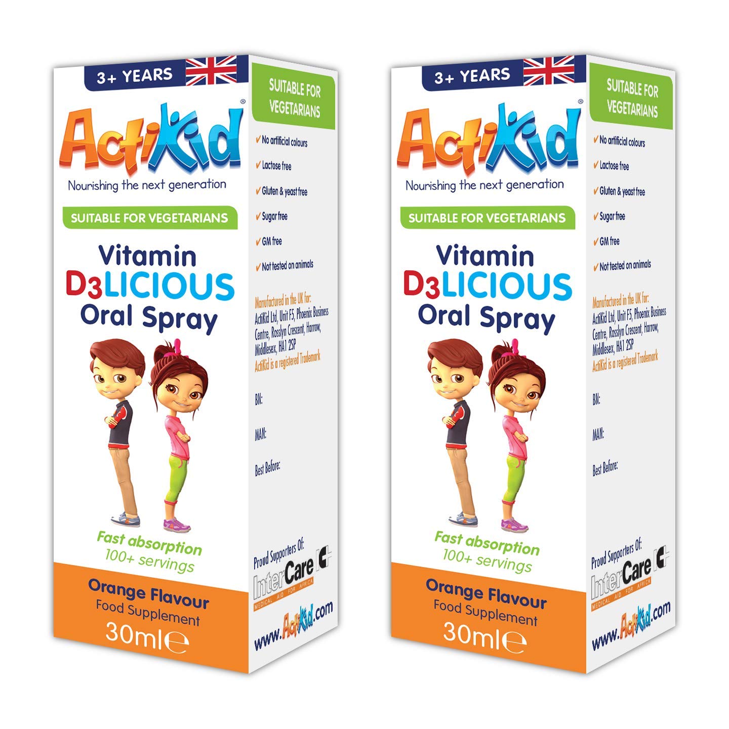 Buy 2X ActiKid D3LICIOUS Oral Spray 30ml Orange Flavour Sugar Free