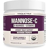 Mannose-C - Organic D Mannose Powder + Whole Food Vitamin C, Natural UTI Support Supplement to Flush & Cleanse Urinary Tract, Certified Organic Urinary Health for Women, Vegan, Non-GMO (60 Servings)
