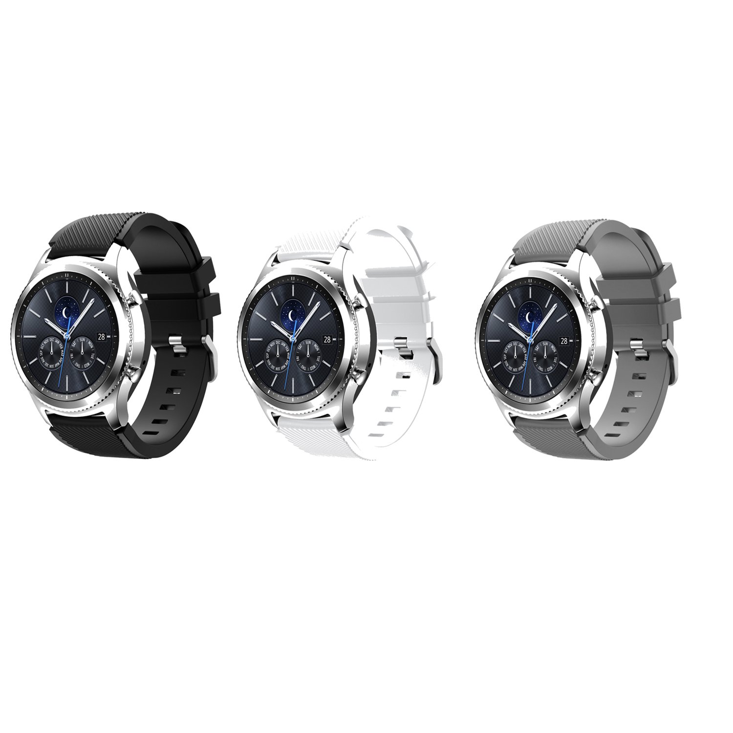 Angersi 22mm Soft Silicone Sport Strap Replacement Bands Compatible with Samsung Gear S3 Frontier/Classic/Galaxy watch 46mm smartwatch.