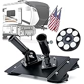Magnetic Flag Pole Holder for Fifth Wheel RV Hitch – 180° Adjustable, Tool-Free Installation, RV Flag Pole Mount Compatible with Fifth Wheel RV, Campers & Trailers - Black Dual Pole Design