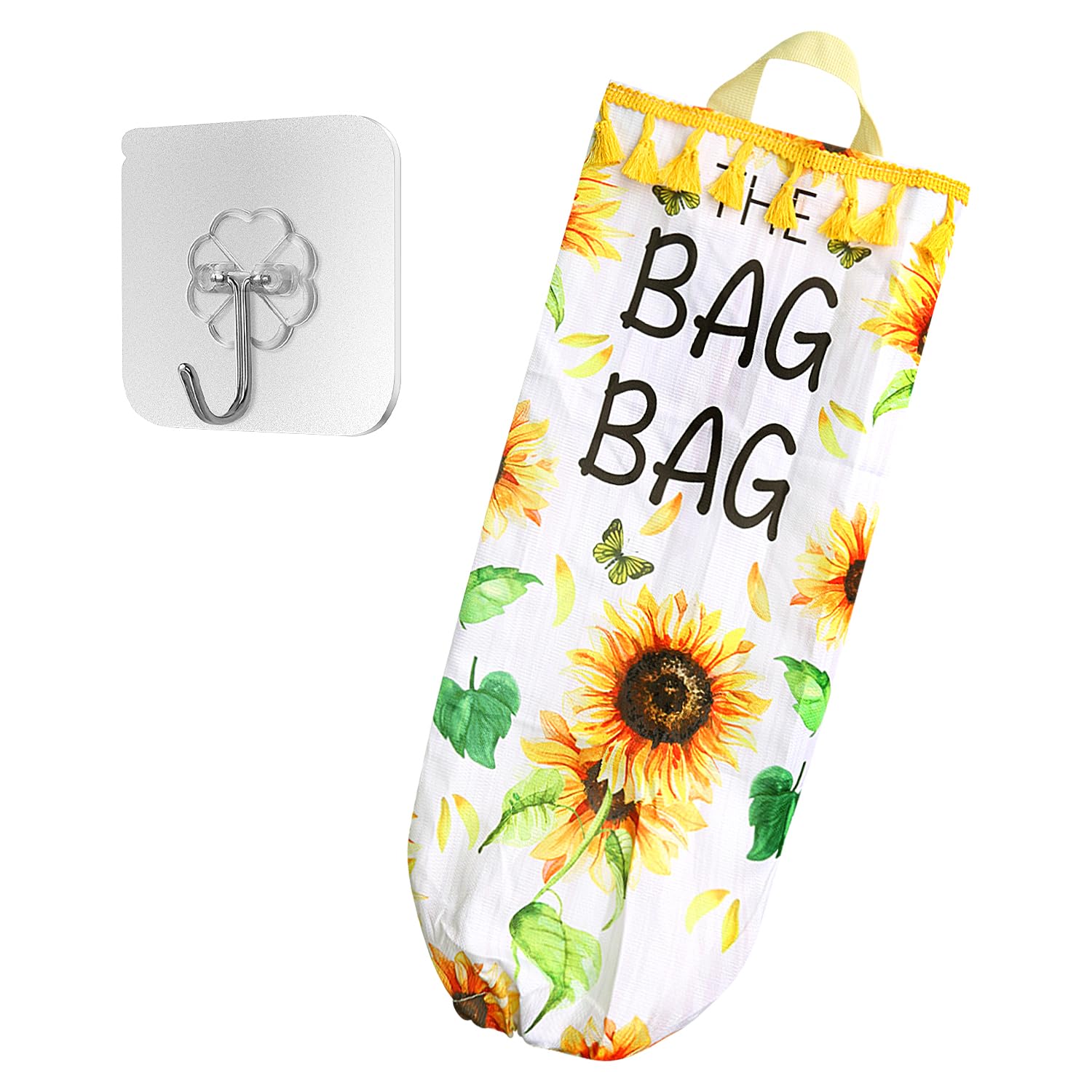 Rumyve Collapsible Washable Wall Hanging Bag, Sunflower Plastic Bag Cage, Shopping Bag Garbage Bag Storage Decoration, Kitchen Grocery Decoration