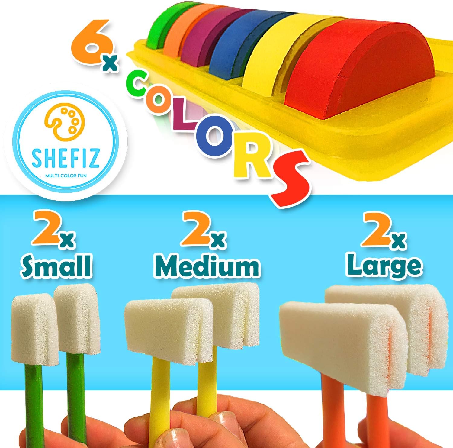 SHEFIZ Gift Watercolor Rainbow Magic Set for Girls and Boys-Kids Art Kit with 6 Sponge Brushes, 6 Count: Arts, Crafts & Sewing