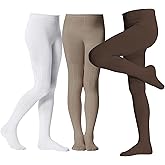 Zando 3Pack Girls Tights Kids Cable Knit Cotton Footed Seamless Tights Winter Warm Leggings Stockings for School Daily 4-12T