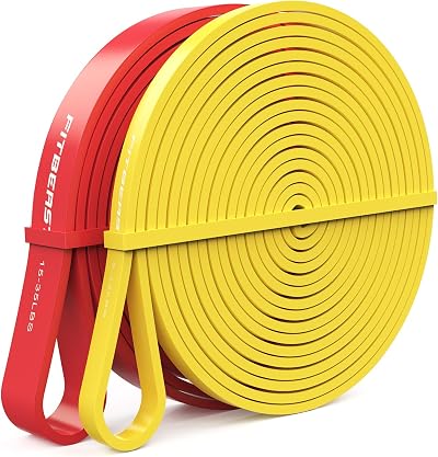 FitBeast Pull Up Bands Set 2 Levels Yellow Red 5-15 & 15-35 LBS