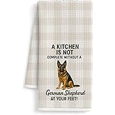 FISWAFY Funny German Shepherd Kitchen Towels, German Shepherd Gifts for Women Men, Dog Lover Gifts Dish Tea Towels, Dog Mom Dad Gift Decorative Hand Towel for Kitchen Decor, 16x24 Inch