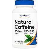 Nutricost Natural Caffeine 200mg, 250 Vegetarian Capsules - Gluten Free, Non-GMO
