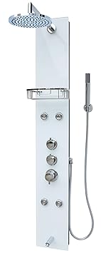 Glas Duschpaneel Duschsäule Duschsystem Duscharmatur Handbrause Duschkopf Wanneneinlauf Armatur Regendusche Massagedüsen Schw