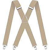 WOXVM Mens Suspenders Adjustable Braces with 4 Strong Metal Clips Elastic X Back Heavy Duty Suspender for Men and Women