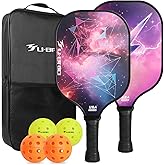 Pickleball Paddles Set of 2 Paddles 4 Balls and 1 Bag Pickleball Set 16MM Fiberglass Pickleball Paddle for Men Women, Pickleball Gifts for Women/Men Friends Family Lovers