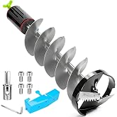 FUJIWARA Ice Auger, 8" Diameter Ice Drill Bit, Nylon Corless Ice Augers for Ice Fishing,SK-5 High Carbon Steel Blade,with 1/2&rdquo;Universal Adapter &amp; Buoyant Foam