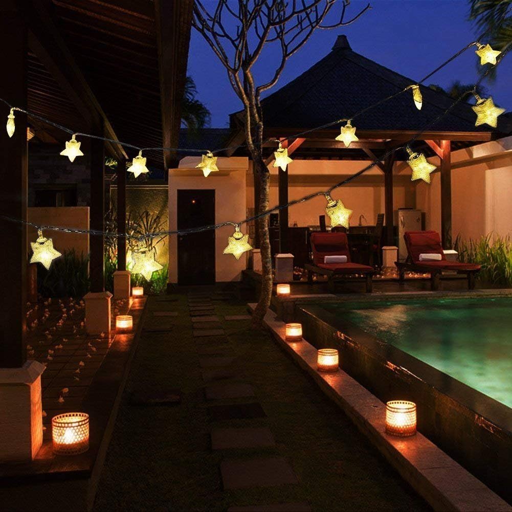 Twinkle Star 100 LED 49 FT Star String Lights, Plug in Fairy String Lights Waterproof, Extendable for Indoor, Outdoor, Ramadan, Wedding Party, Christmas Tree, New Year, Garden Decoration, Warm White: Home Improvement