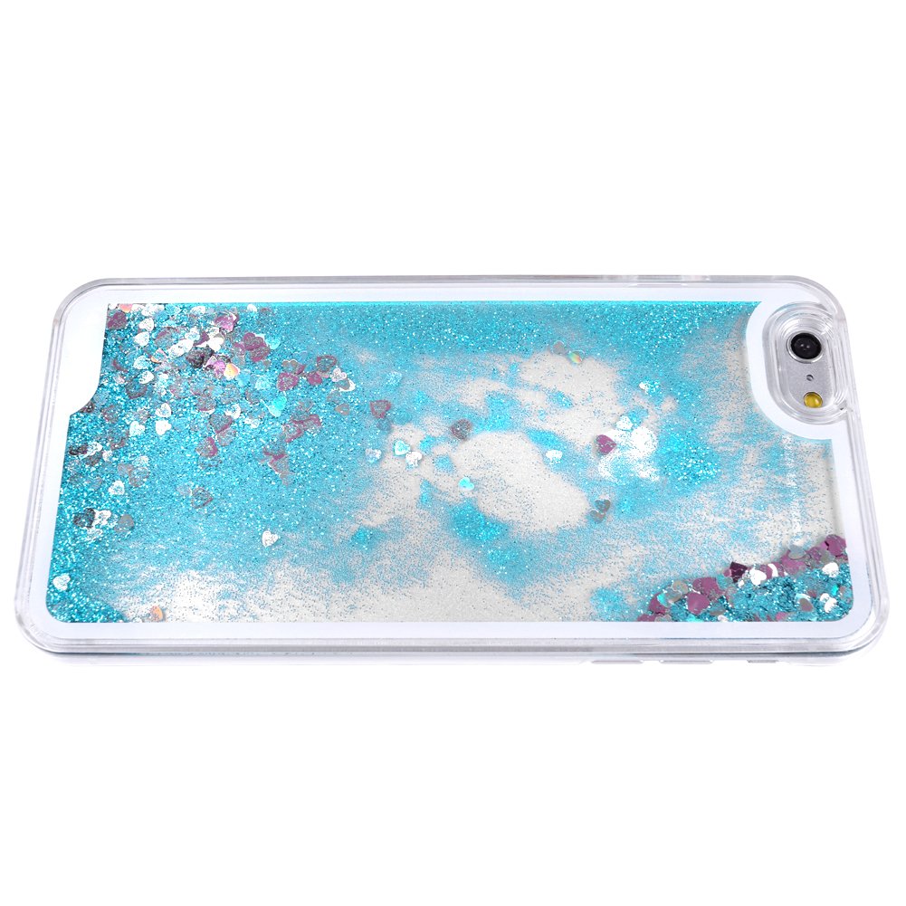 iPhone 6Plus 6sPlus Liquid Case, Yoption Transparent Plastic 3D Glitter Quicksand and Heart Liquid Case for Apple iPhone 6Plus 6sPlus 5.5\