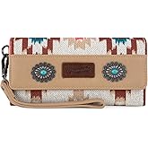 Wrangler Western Wallet for Women Aztec Turquoise Clutch Puese Trifold Wristlet Wallets
