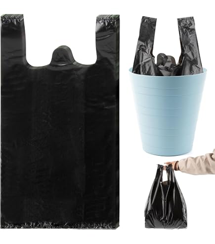 500-Count Black Small T-Shirt Trash Bags – Biodegradable, Tear-Resistant, With Handles For Dog Poop, Cat Litter & More