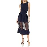 Armani Exchange Womens Sleeveless Mesh Mini Dress