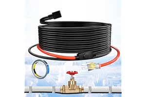 TOPDURE 3 Feet Heat Tape for Water Pipes Pipe Freeze Protect Heating Cable Keeps Water Flowing at -40°F with 3ft Lighted Plug
