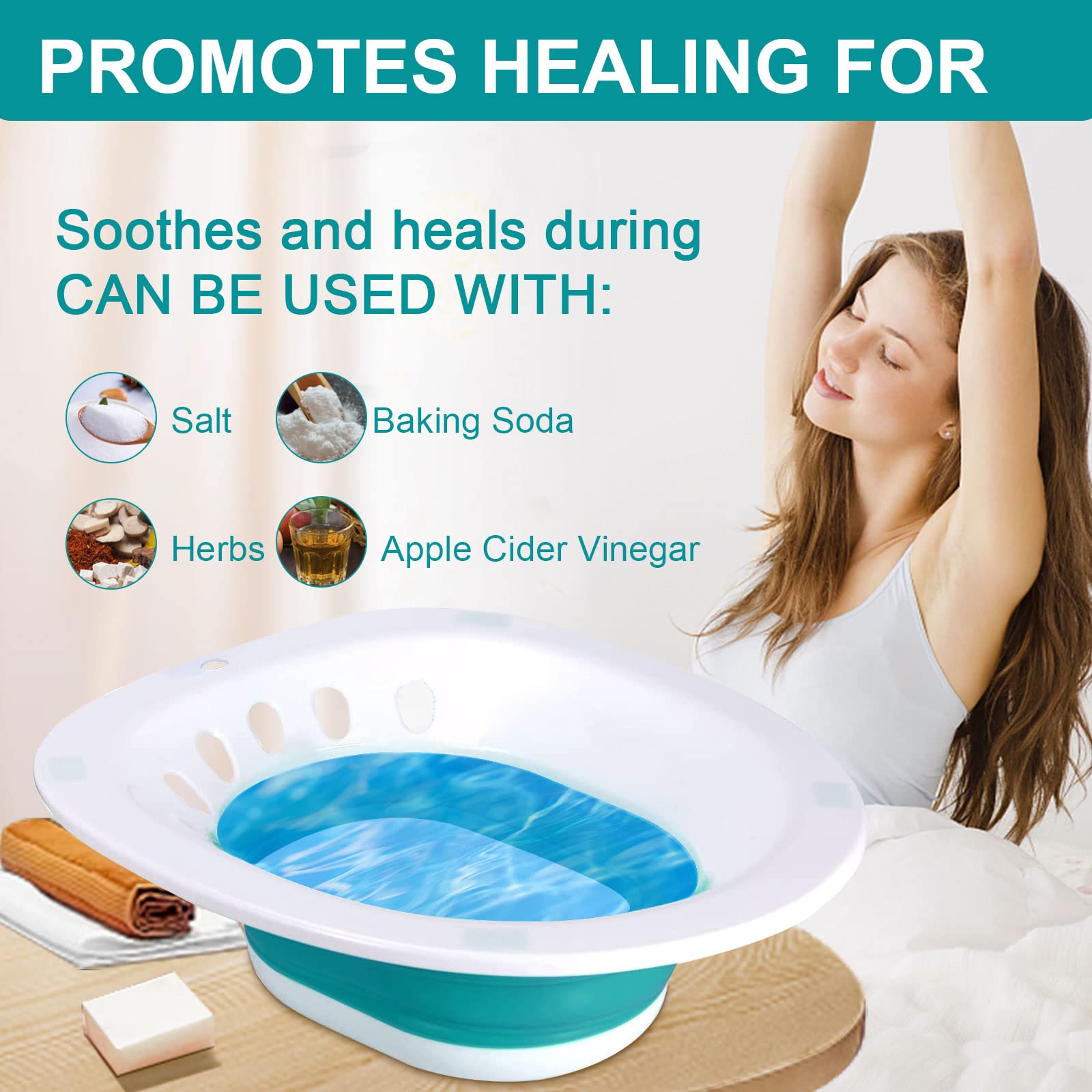Sitz Bath for Toilet - Yoni Steam Seat, Sitz Bath for Hemorrhoids, Foldable Sitz Bath for Postpartum Care, Designed for Perineum Soaking, Hemorrhoid, and Anal Inflammation Treatment