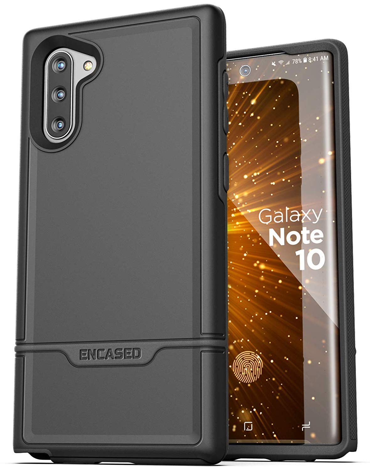 ENCASED Heavy Duty Galaxy Note 10 Protective Case (2019 Rebel Armour) Military Grade Full Body Rugged Cover (Samsung Note 10) Black