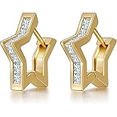 Gacimy Gold Huggie Earrings for Women 14K Gold Plated, 1/2 Inch Small Hoop Earrings for Women with Cubic Zirconia