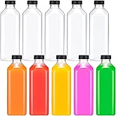 Didaey Plastic Juice Bottles with Caps Bulk, Clear Empty Juice Bottles with Lids, Reusable Beverage Containers for Freezer, Fridge, Milk, Smoothies, Drinking Beverages(10pcs, 33 oz, White)