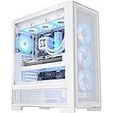 darkFlash AIR NOVA Full Tower E-ATX PC Case, Six-Sided Ventilated Gaming Case, Up to 420mm Radiator, Vertical GPU Mount, Back Connect, Type C, High Airflow, 7 x PWM ARGB Fans Included (White)