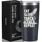 Onebttl Track and Field Gifts for Track and Field Senior, Coach & Athletes, 20oz Stainless Steel Insulated Tumbler, Lid & Straw Included - Black, Repeat