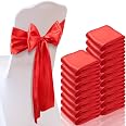 80 Pcs Satin Chair Bow Sash Red Chair Sashes Tie Bows