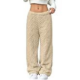 GOSEAGOTOFUN Flannel Pajama Pants Women Plush Fuzzy Warm Sleep Pants Soft Fluffy Pajama Bottoms Wide Leg Lounge Sleep Bottoms