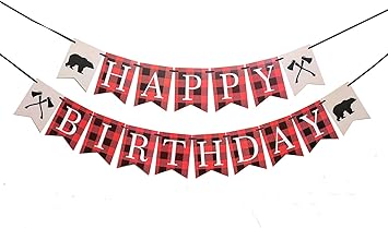 Amazon Com Lumberjack First Birthday Party Banner Woodland