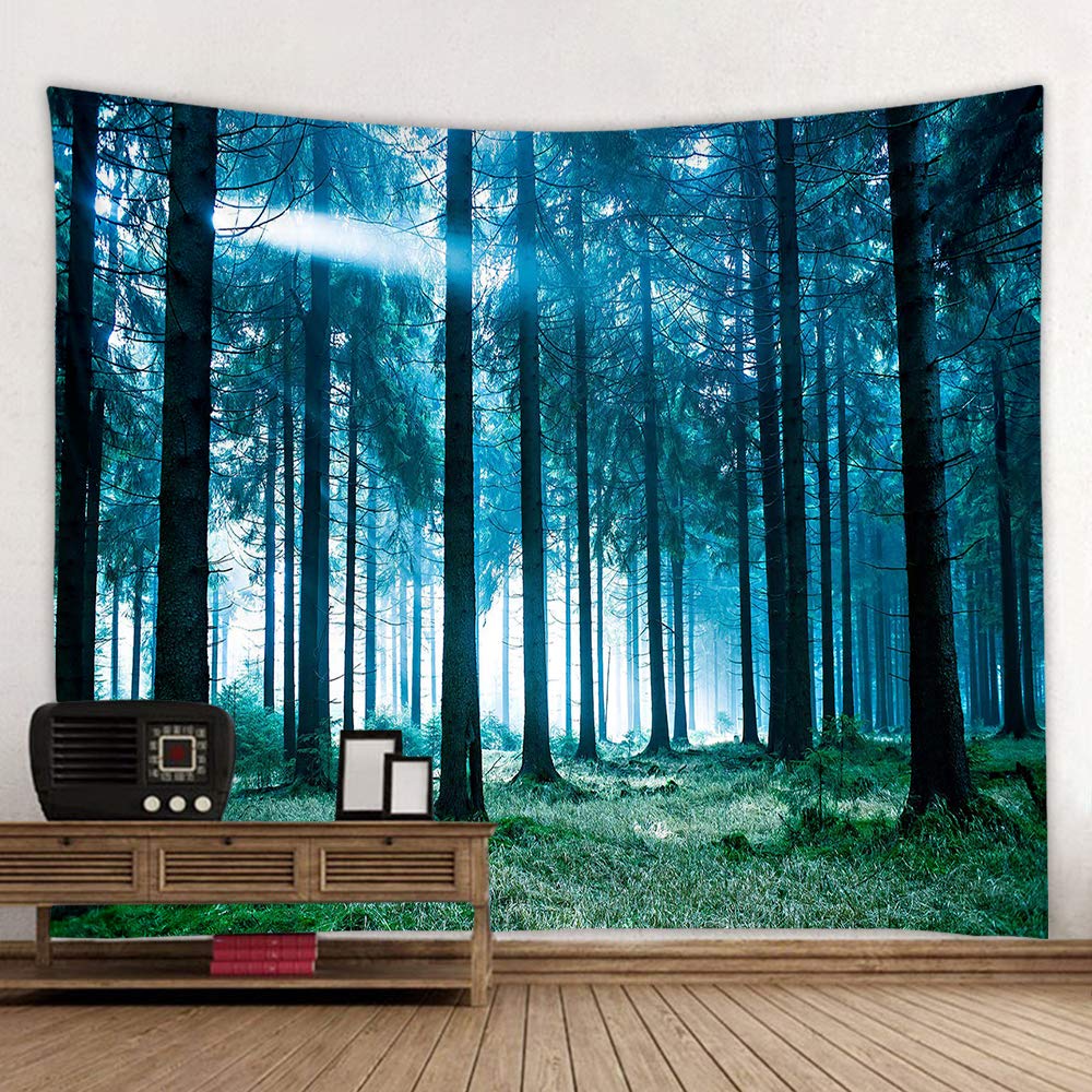 Photo 1 of Llamazing Forest Tapestry - Home Decor Landscape for Living Room & Bedroom (Forest White Light, 78''L60''W)